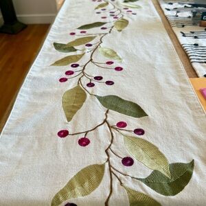 Crate&Barrel Sage Green Rona Table Runner